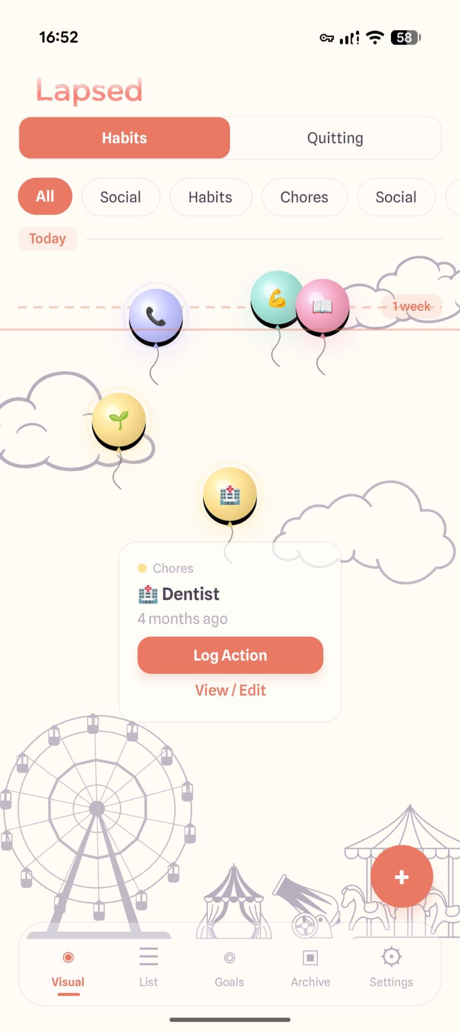 Tap an item for quick actions